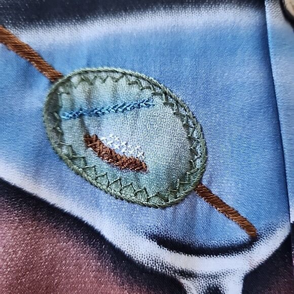 Tulliano Silk Camp Shirt Hawaiian Embroidered Martini Floral Sunset Black XL - Picture 6 of 7